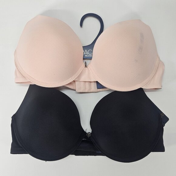 Rachel Roy Underwire Padded Push Up Bra  Size 36C  Set Of 2 Black/ Pink Blush - Picture 1 of 16
